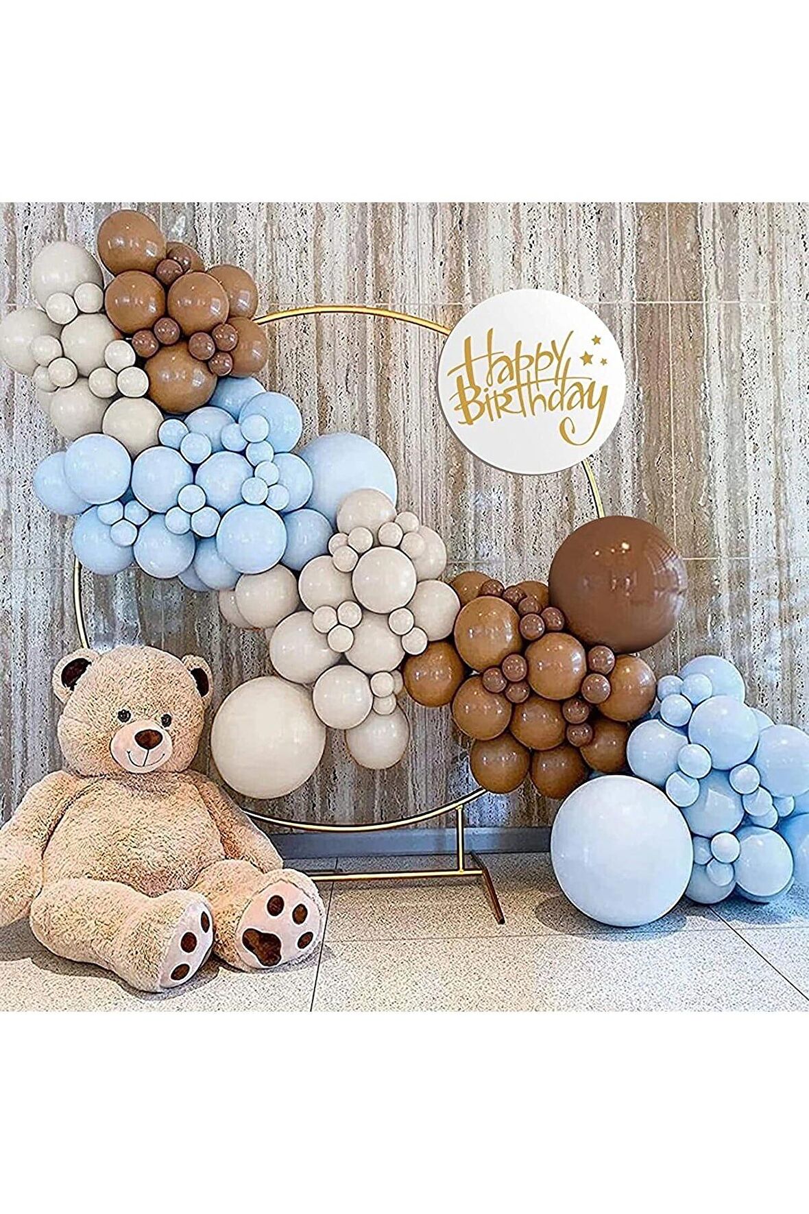 Deniz Kumu Makaron Mavi Kahverengi Balon Seti 50 Adet