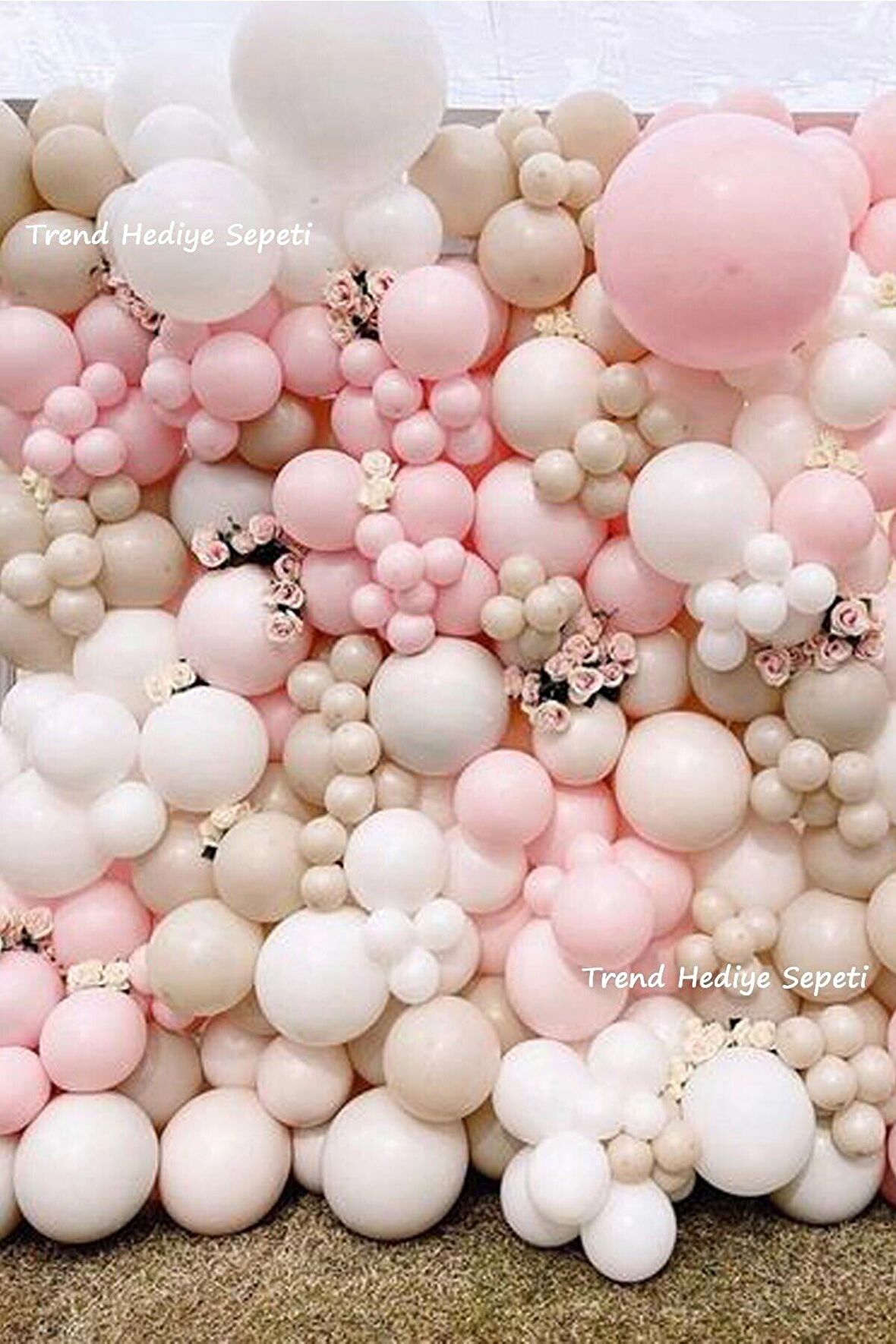 Deniz Kumu Beyaz Pembe Balon Seti 100 Adet