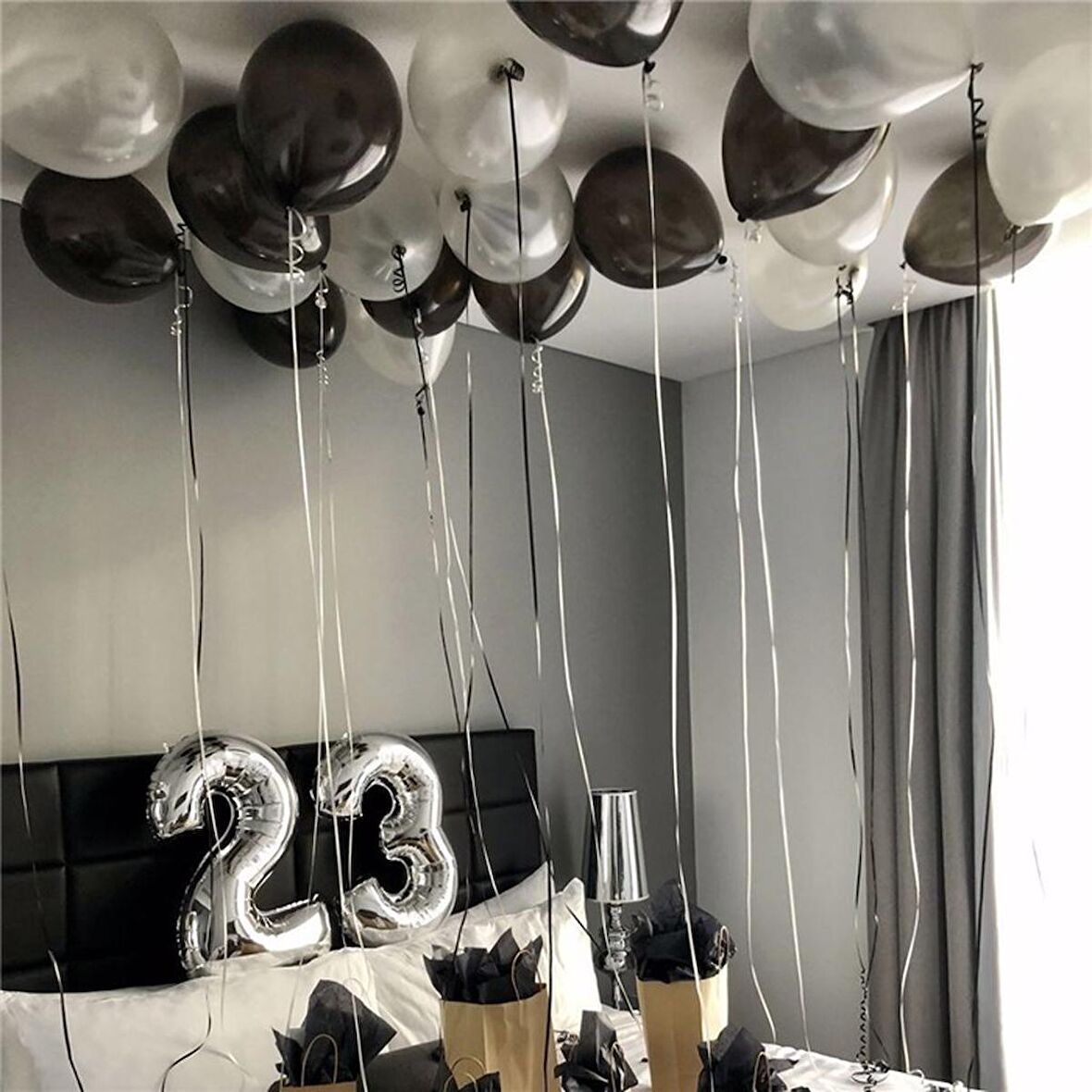 23 Yaş Gümüş folyo balon seti