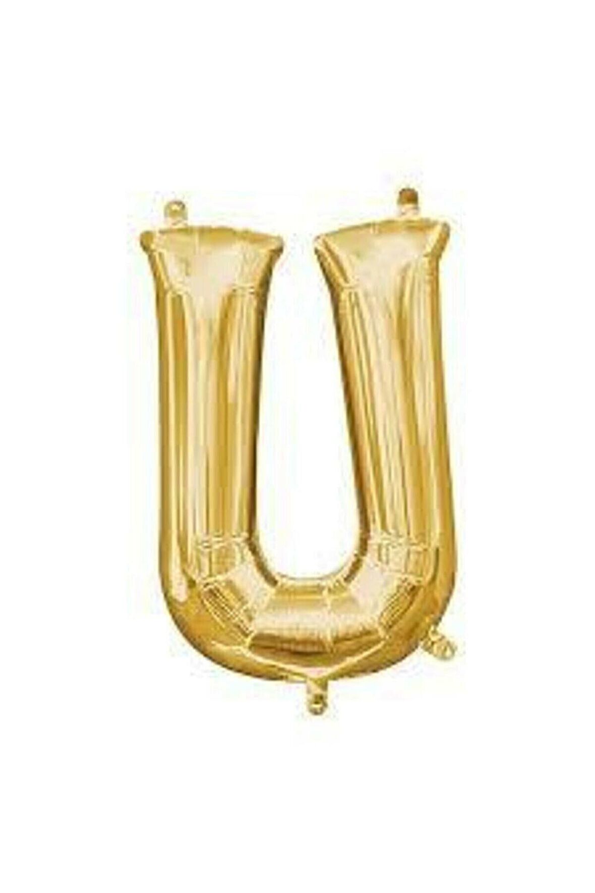 16" Inç 40 Cm Folyo Balon Gold Renk '' U '' Harfi
