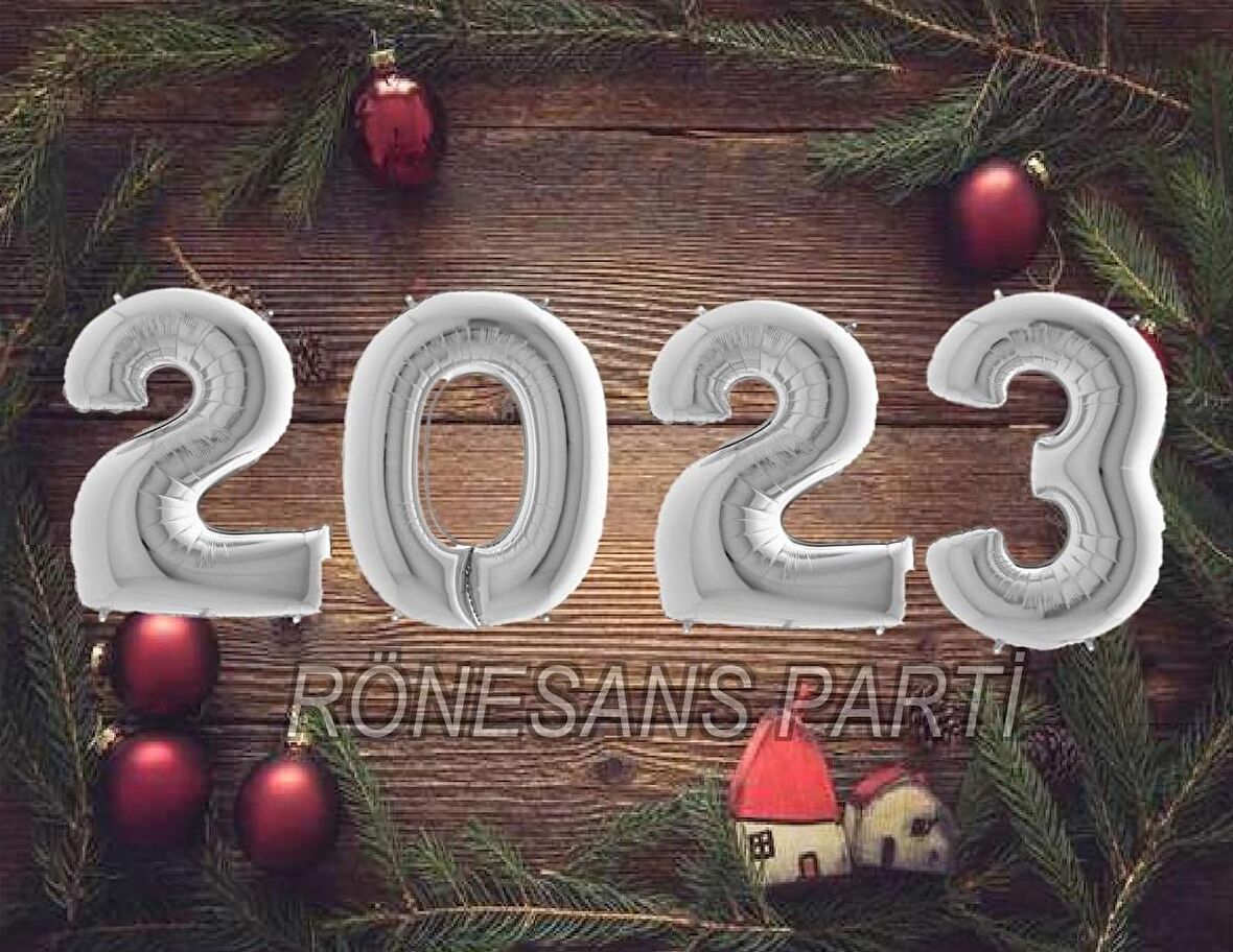 Yılbaşı 2023 Folyo Balon Seti Gümüş 100 Cm