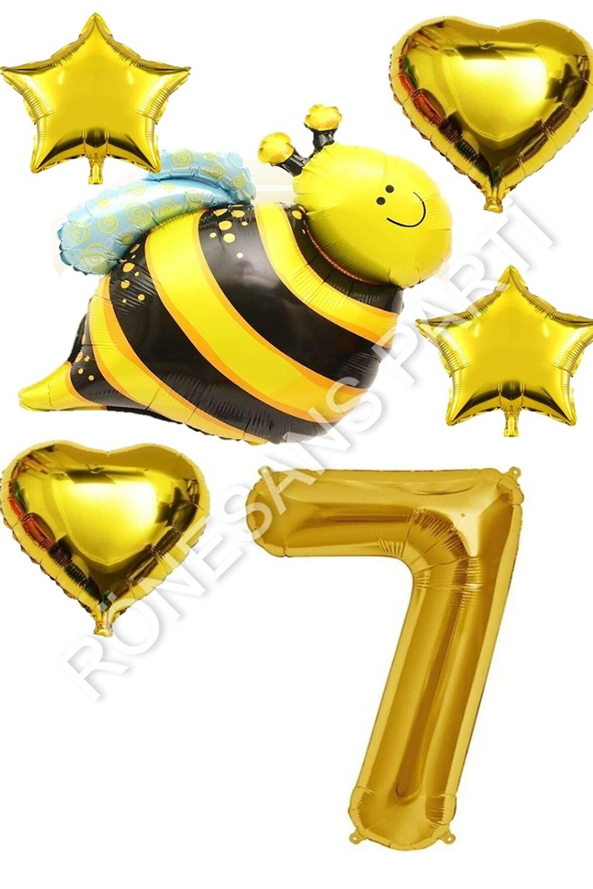 Arı Karakterli Yıldız Kalp Folyo Balon Seti Yaş 7