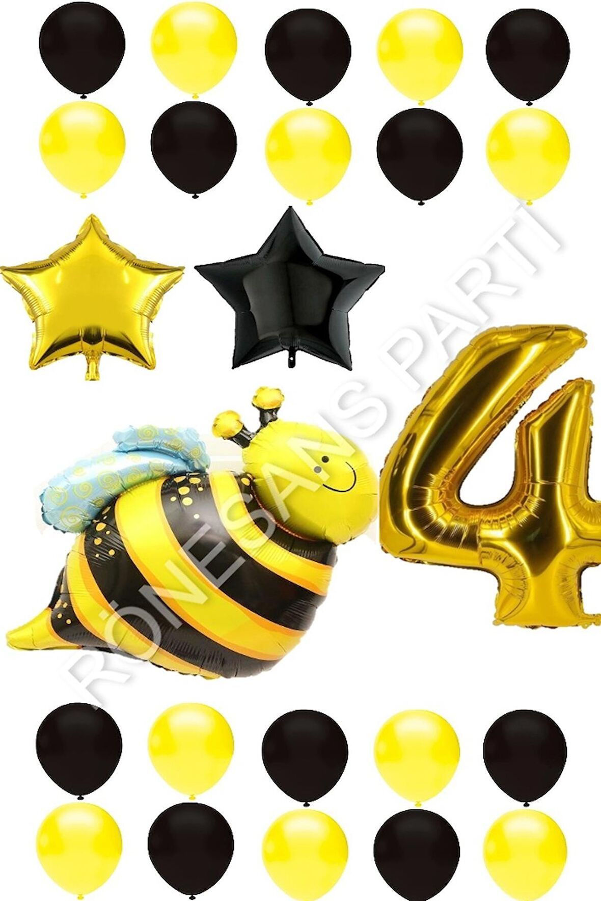 Arı Karakterli Yıldız Folyo Balon Seti Yaş 4