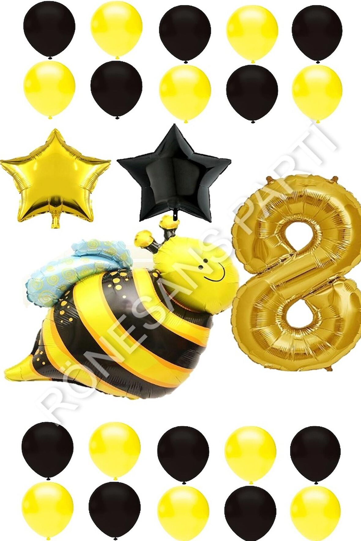 Arı Karakterli Yıldız Folyo Balon Seti Yaş 8
