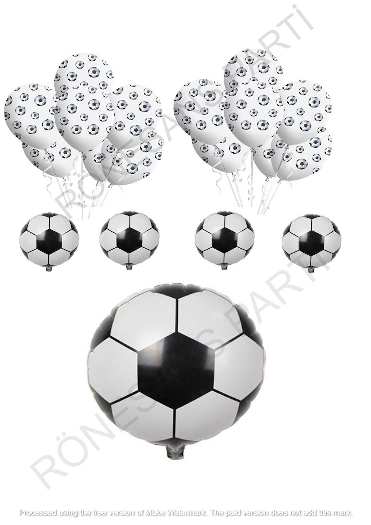 Siyah Beyaz Futbol Topu Folyo Latex Balon Seti