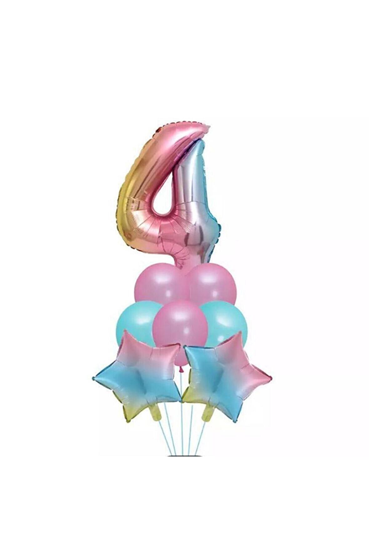 Unicorn Folyo Balon Doğum Günü Seti 4 Yaş