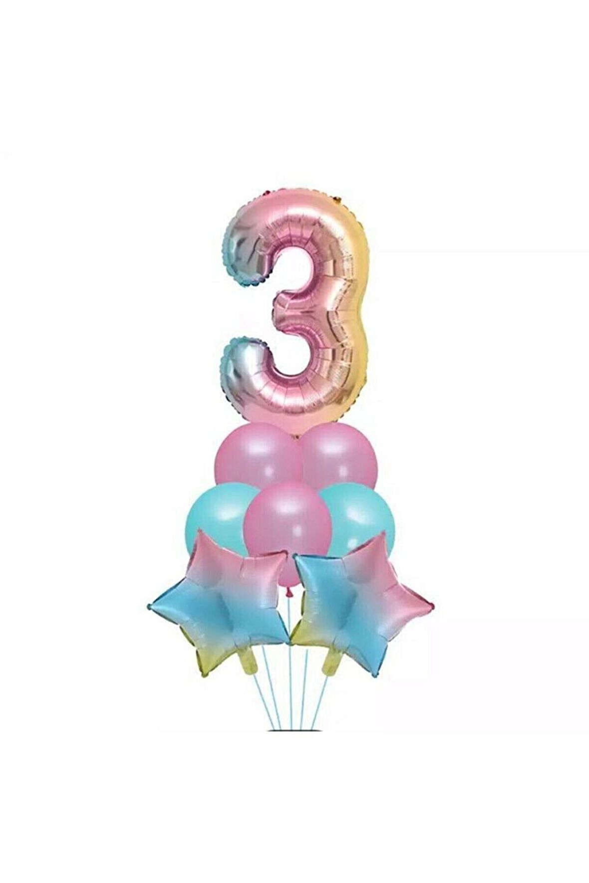 Unicorn Folyo Balon Doğum Günü Seti 3 Yaş