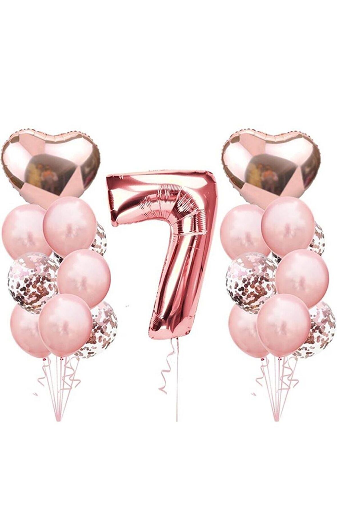 7 Yaş Rose Gold Doğum Günü Balon Seti