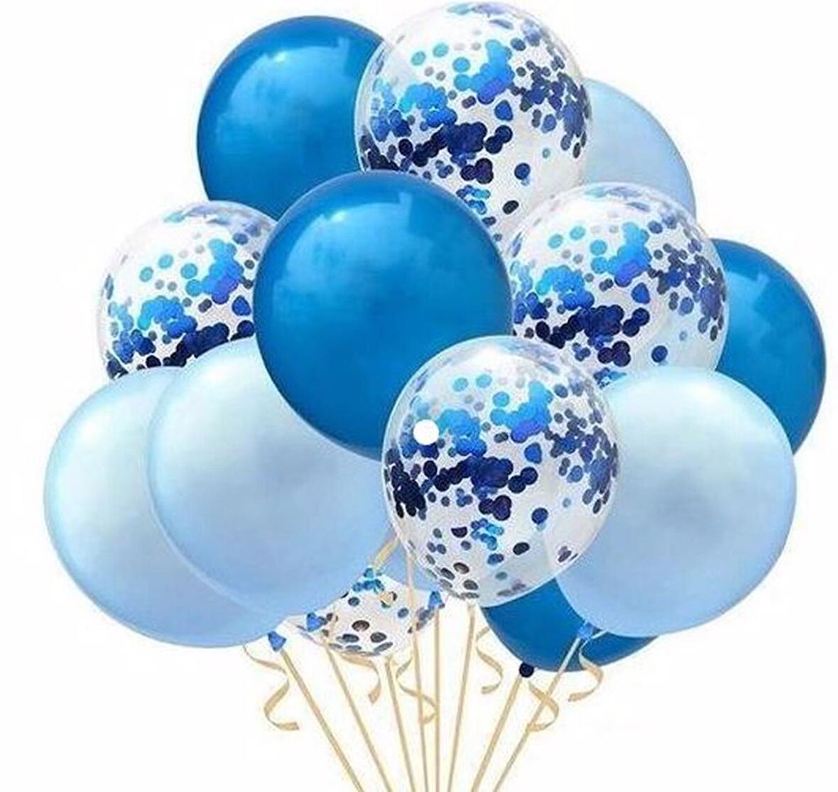 Konfetili Mavi Balon Seti