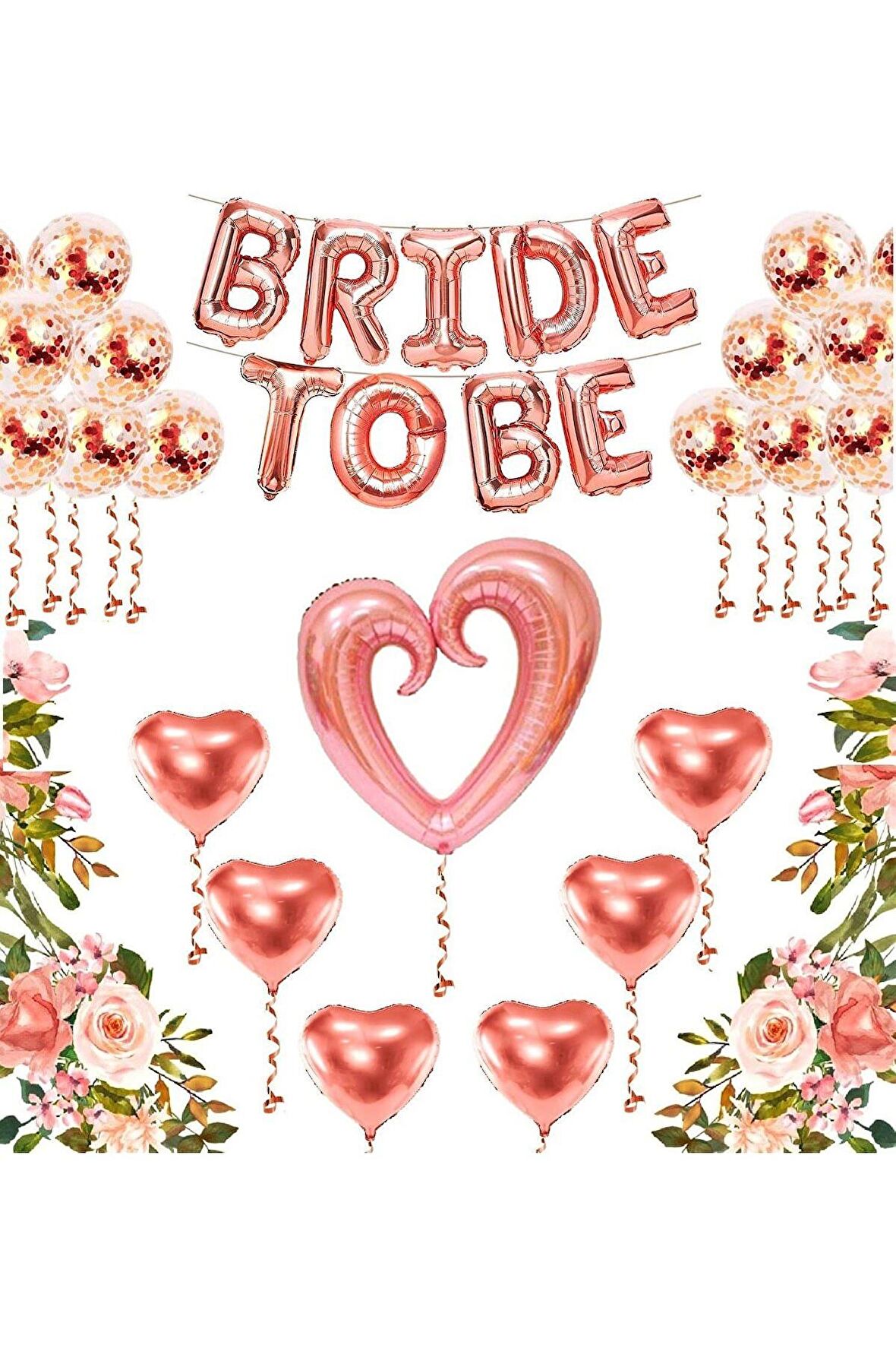 Bride To Be Rose Gold Balon Set Bekarlığa Veda Partisi Set-1