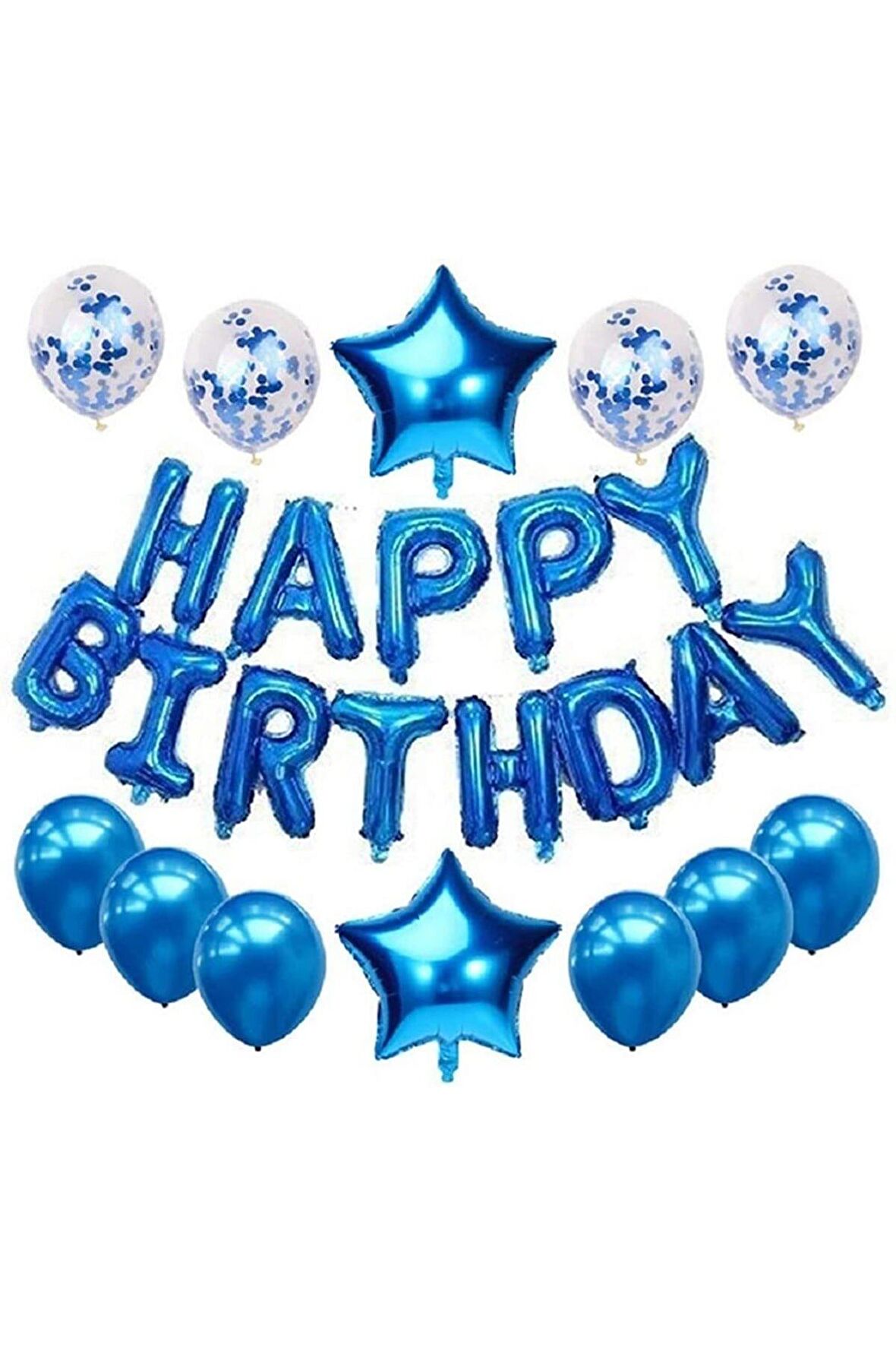 Mavi Happy Birthday Folyo Balon Set