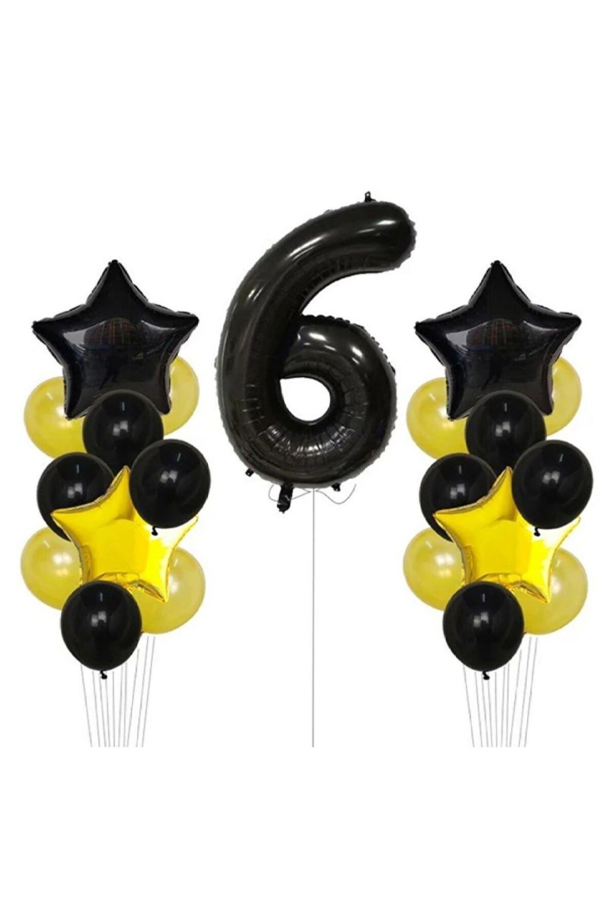 Sarı Gold Folyo Balon Rakam Set Dogum Günü Süsü 6 Yaş