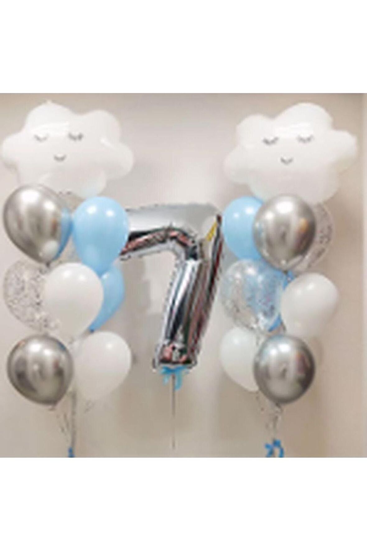 Gökyüzü Bulut Balon Doğum Günü Set Yaş 7