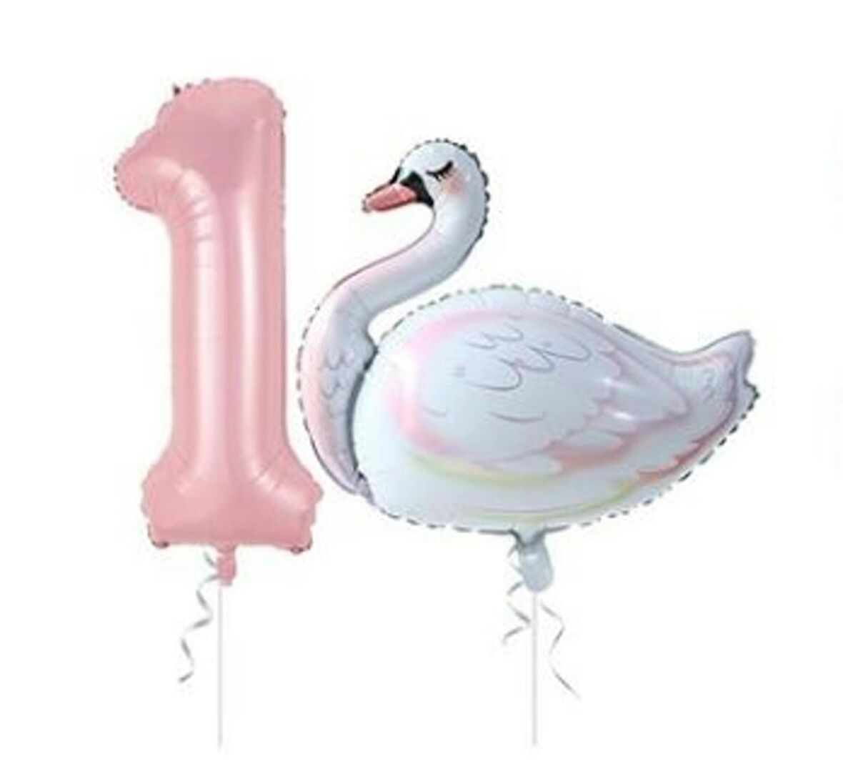 Kuğu Balon Pembe Rakam Folyo Balon Set Yaş 1