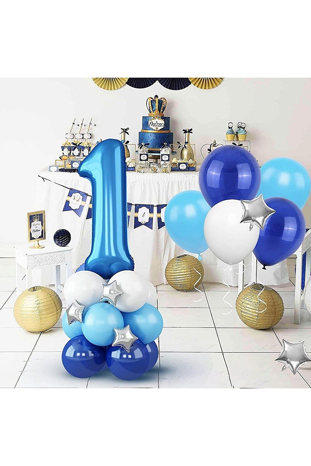 Mavi Rakam Balon Karşılama Seti Yaş Balonlu Yaş 1