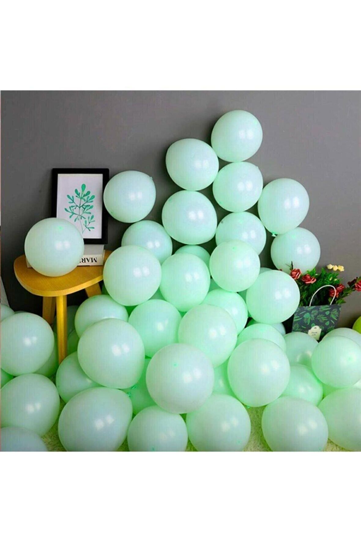 Makaron Balon  Su Mint Yeşil  50 Adet