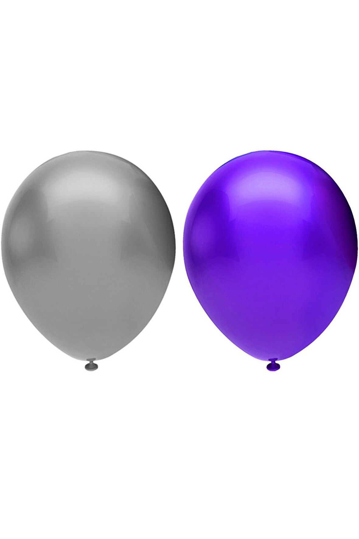 Metalik Balon Seti 50 Adet ( Mor, Gümüş )
