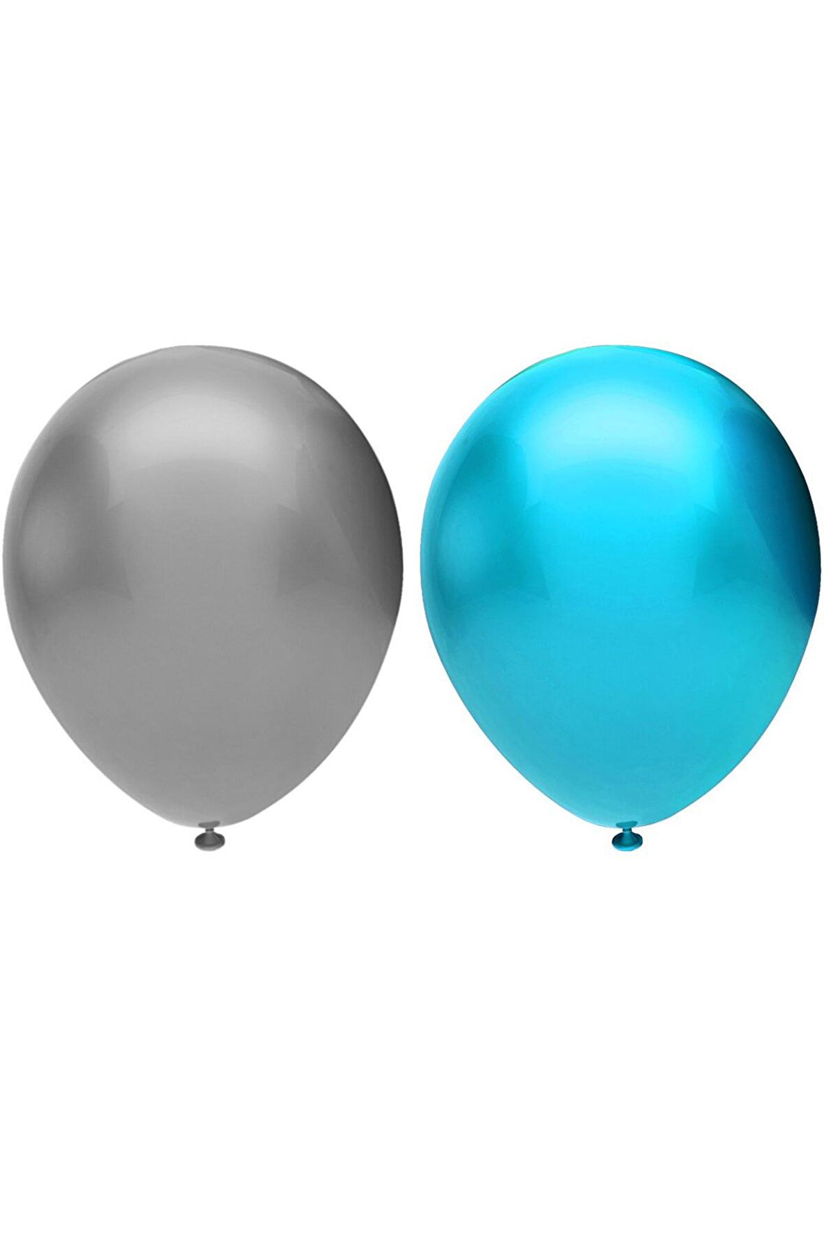 Metalik Balon Seti 50 Adet ( Açık Mavi, Gümüş)