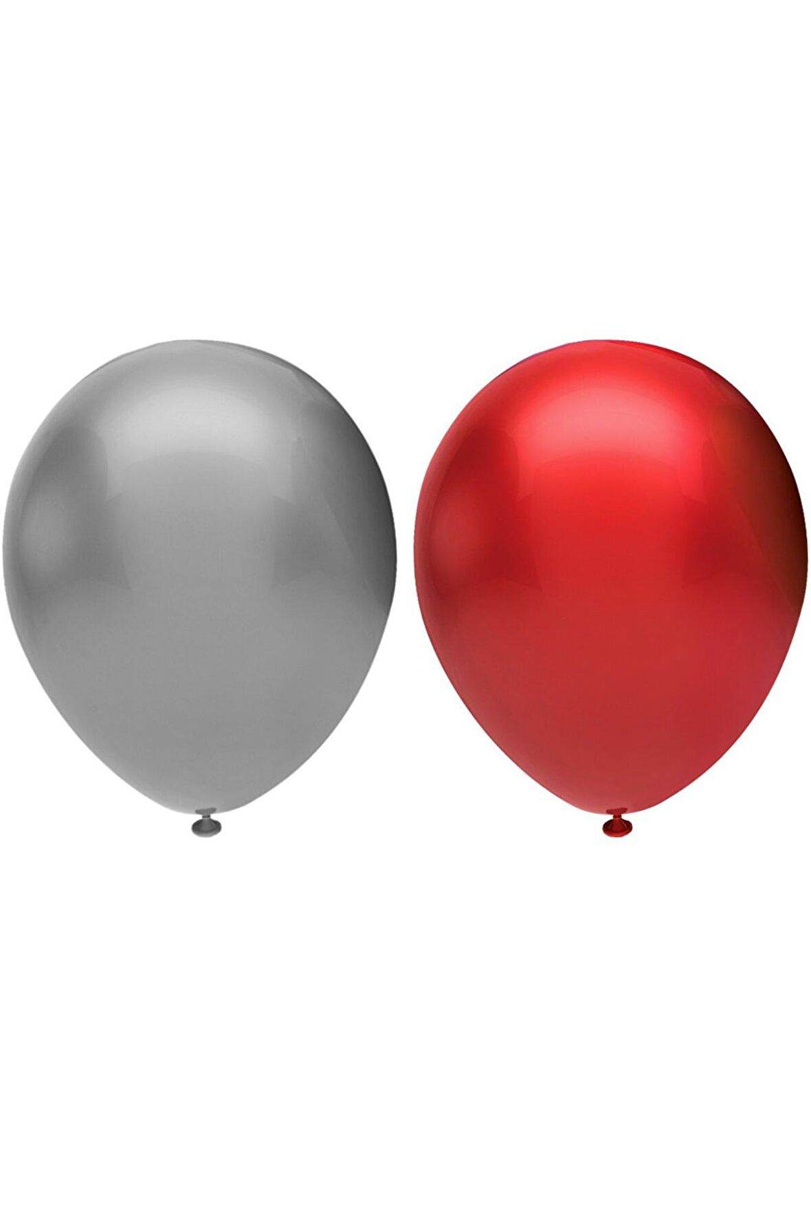 Metalik Balon Seti 50 Adet ( Kırmızı, Gümüş)