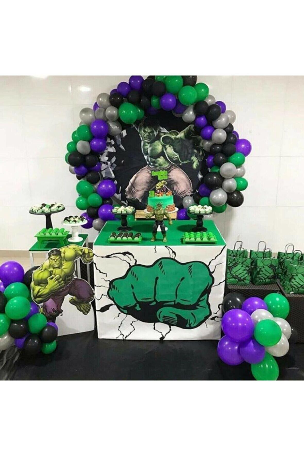 Hulk Adam Konsept Balon (100 Adet) +Balon Zinciri Hediye