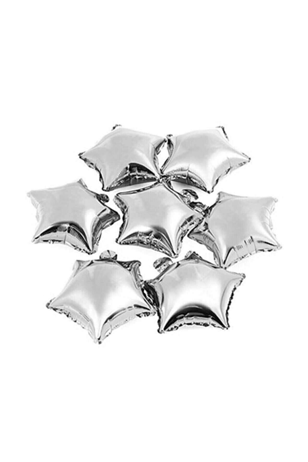Gümüş Yıldız Folyo Balon Set 5 adet 25 cm