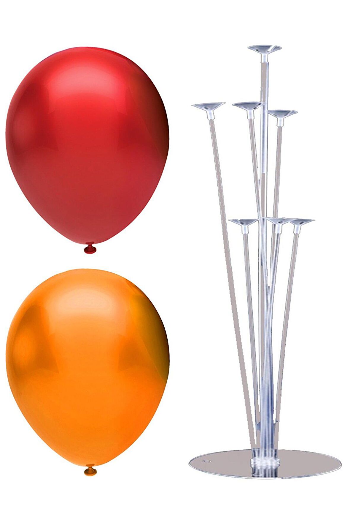 7 Çubuklu Balon Standı + 50 adet balon ( Turuncu, Kırmızı )