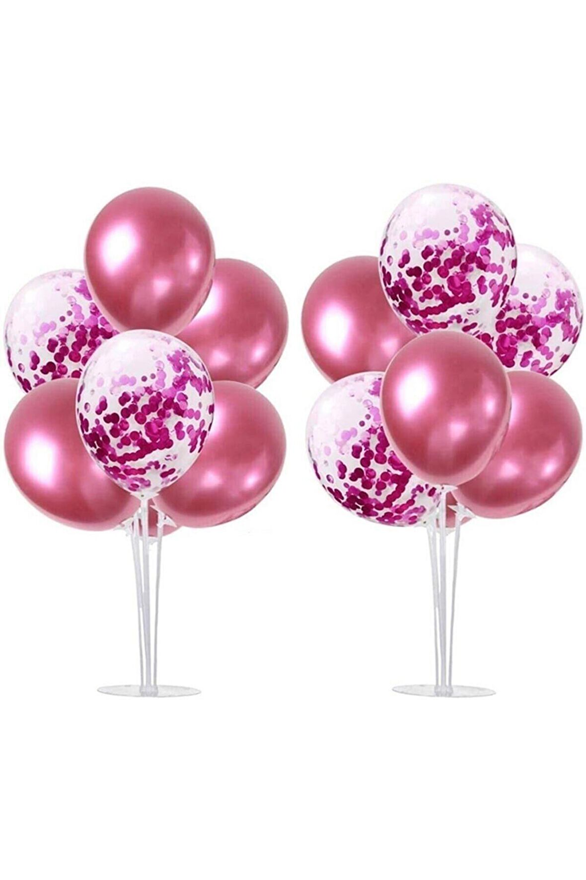 Pembe Krom Konfetili Ayaklı Balon Standı 1 Adet