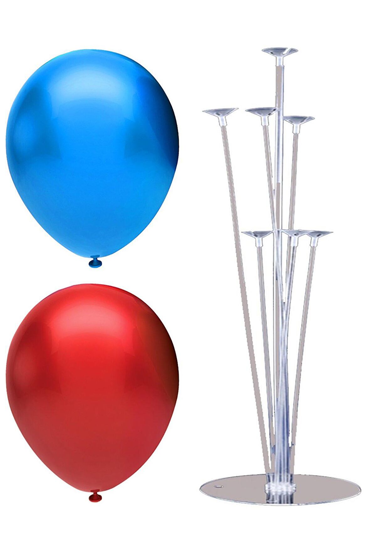7 Çubuklu Balon Standı + 7 adet balon ( Kırmızı - Koyu Mavi )