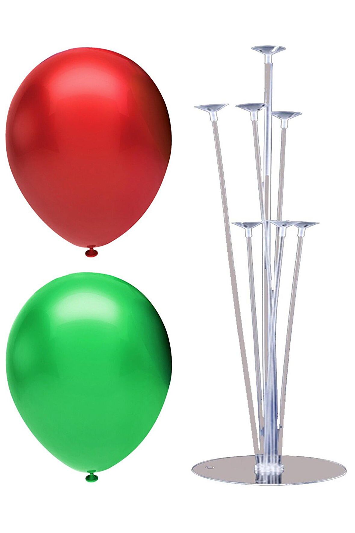 7 Çubuklu Balon Standı + 40 adet balon ( Kırmızı, Koyu Yeşil )