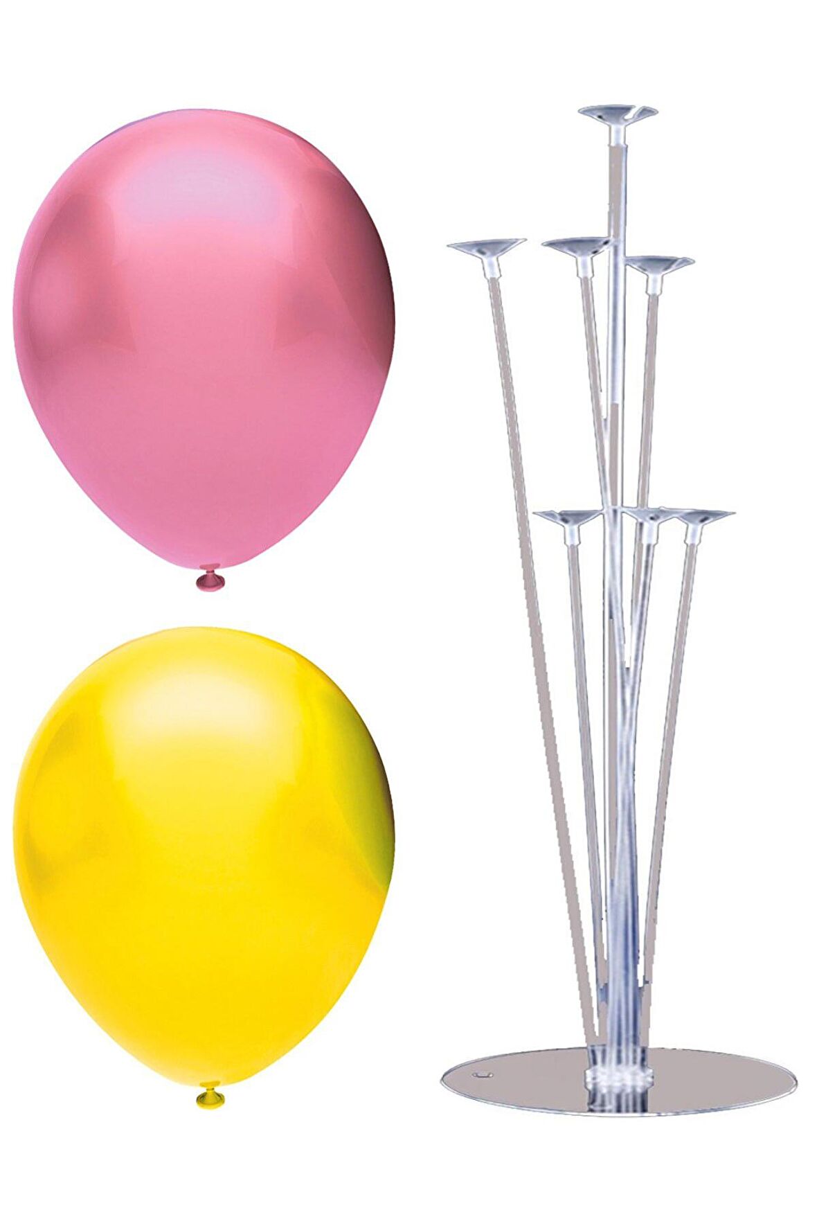 7 Çubuklu Balon Standı + 40 adet balon ( Pembe - Sarı )