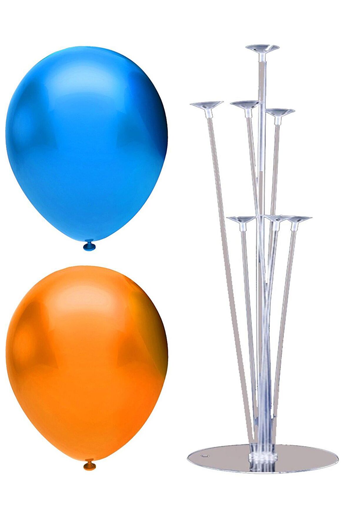 7 Çubuklu Balon Standı + 50 adet balon ( Turuncu, Koyu Mavi )