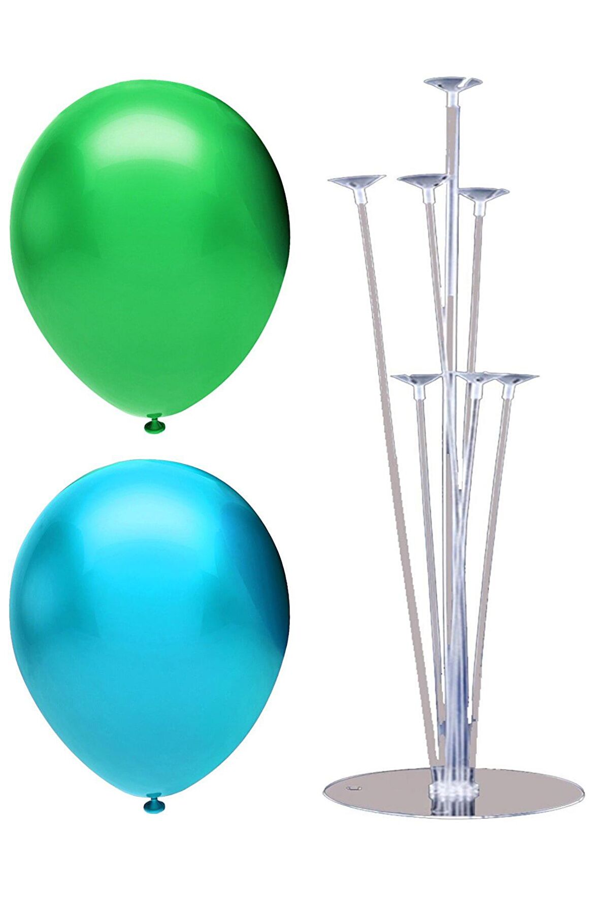 7 Çubuklu Balon Standı + 50 adet balon ( Açık Mavi - Koyu Yeşil )