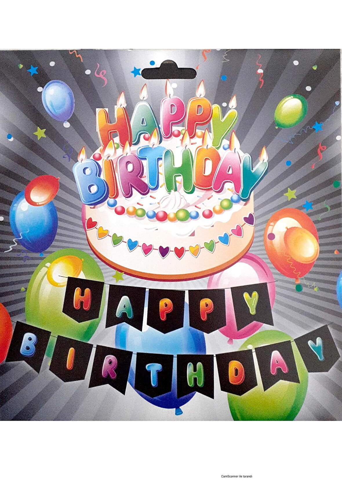Mavi Zemin Renkli Yazılı Happy Birthday Banner