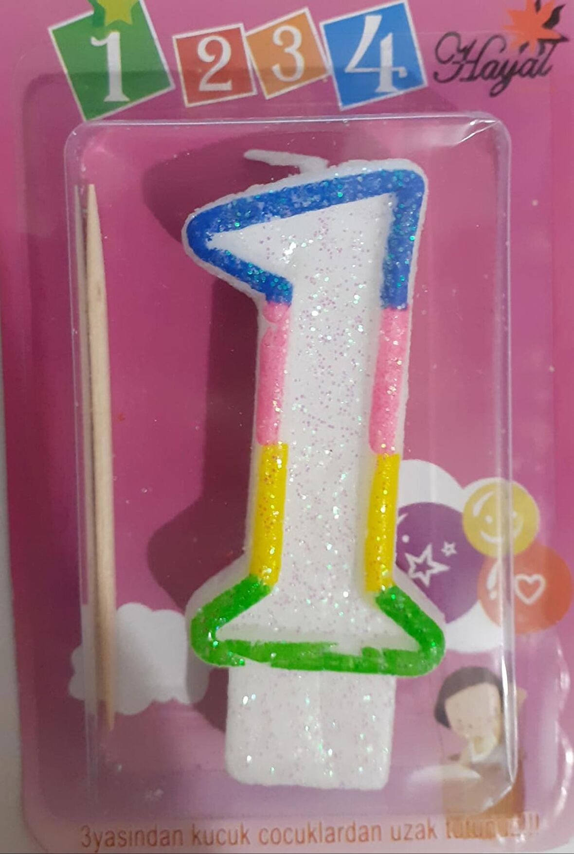 1 Yaş Renkli Pasta Mumu
