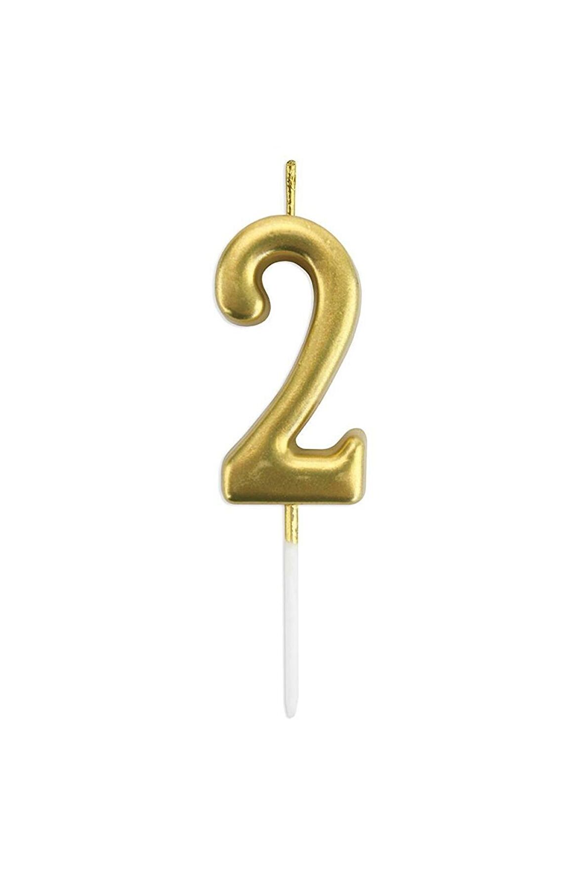 2 Yaş Gold Rakam Mum Altın Renk Doğum Günü Pasta Mumu 12 cm