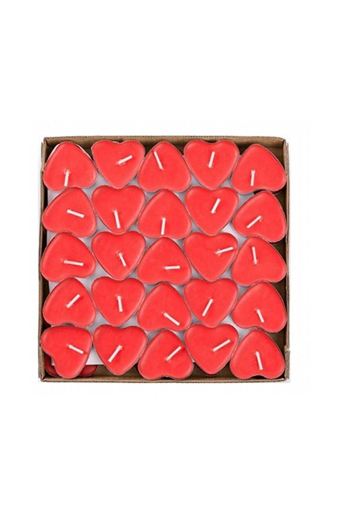 Kalp Şekilli Tealight Mum 25 Adet, Dekoratif Mum, Romantik Ortam Mumu