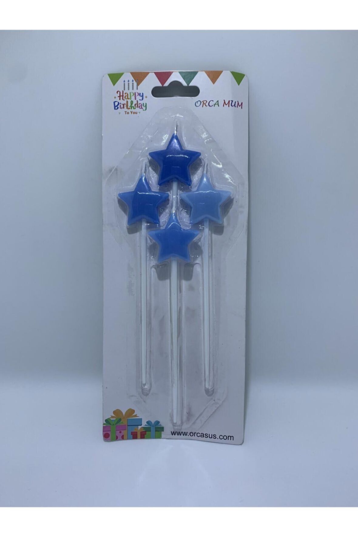 Çubuklu Mavi Yıldız Mum 4'lü