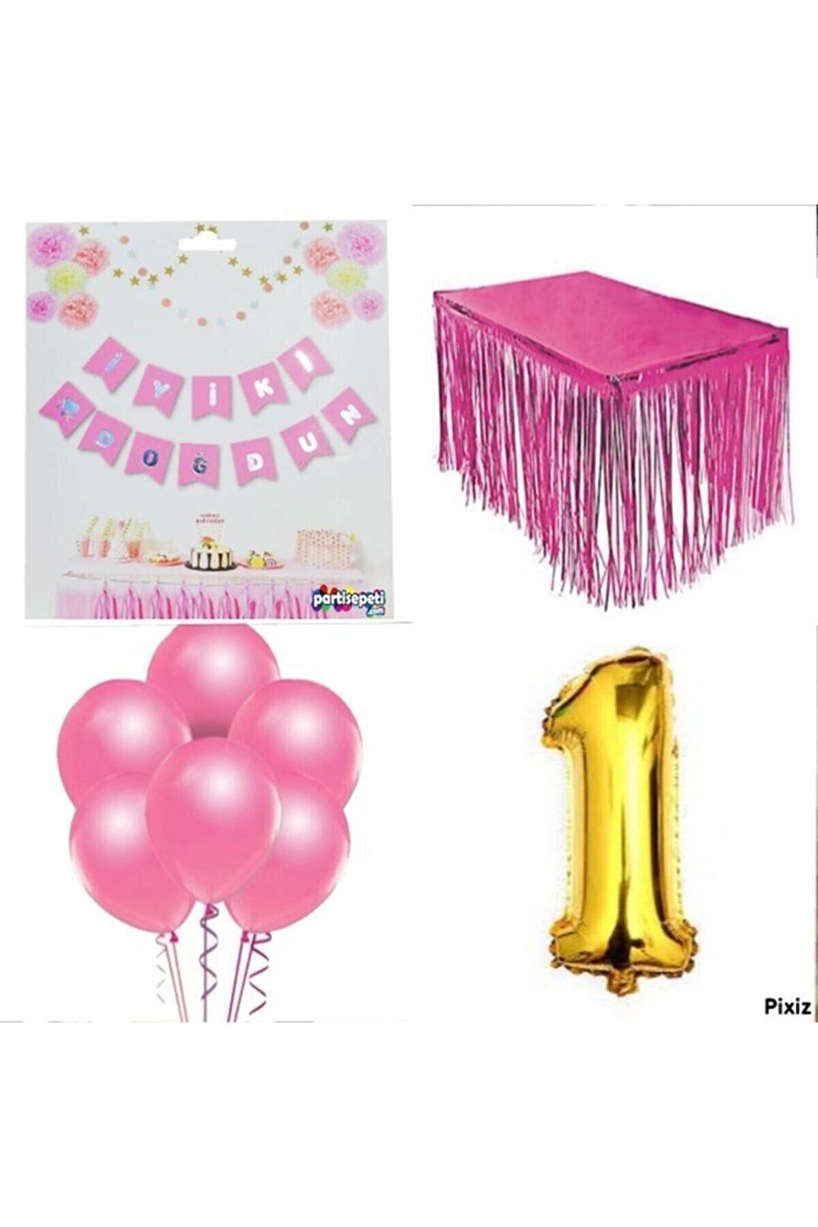 Doğum Günü Parti Seti 1 Rakam Pembe Konsept 