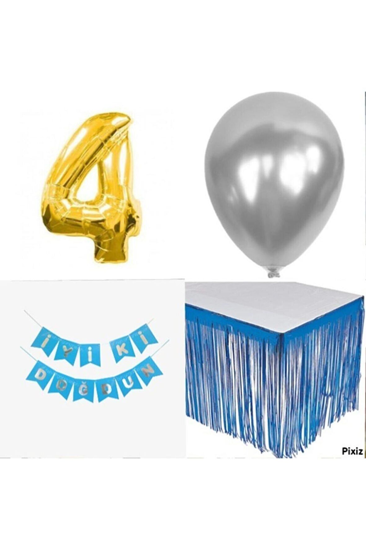 Doğum Günü Parti Seti 4 Rakam Mavi Konsept 