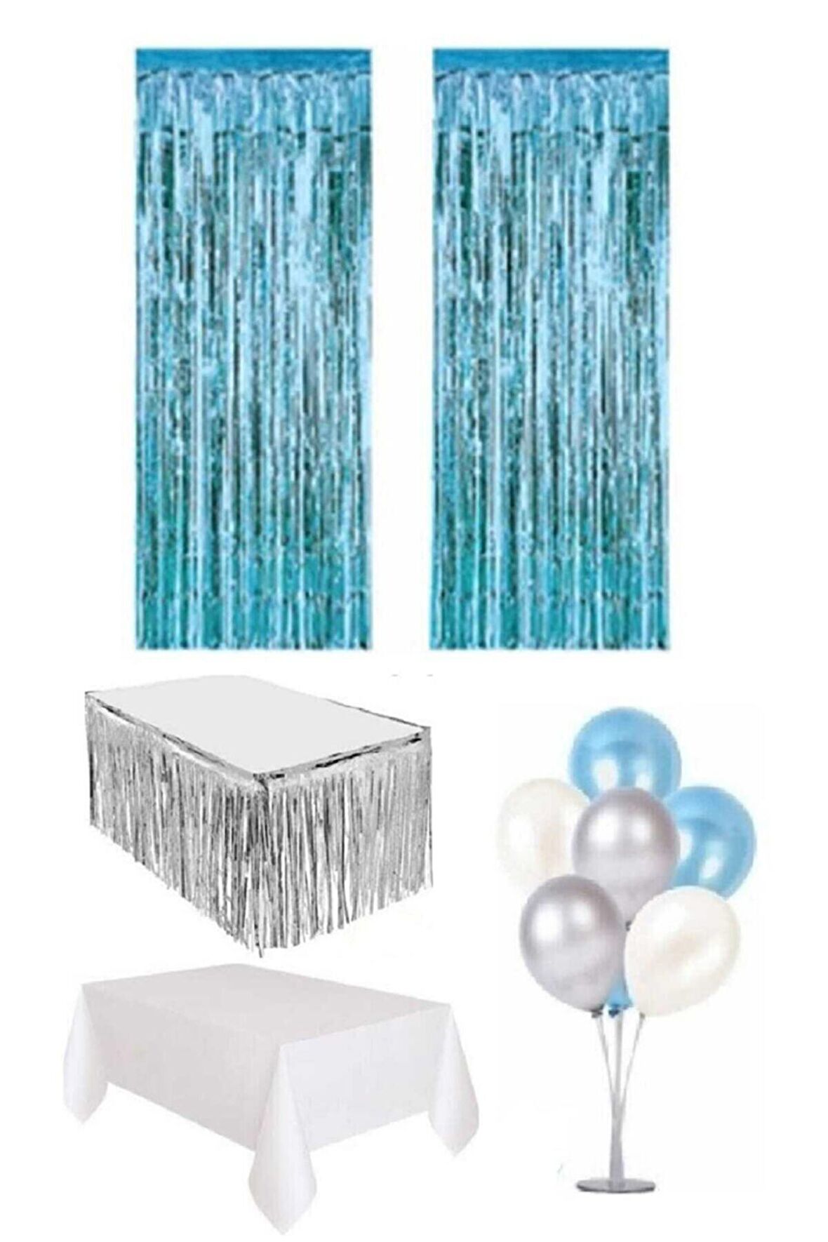 Mavi Renk Parti Seti 7'li Standlı Balon