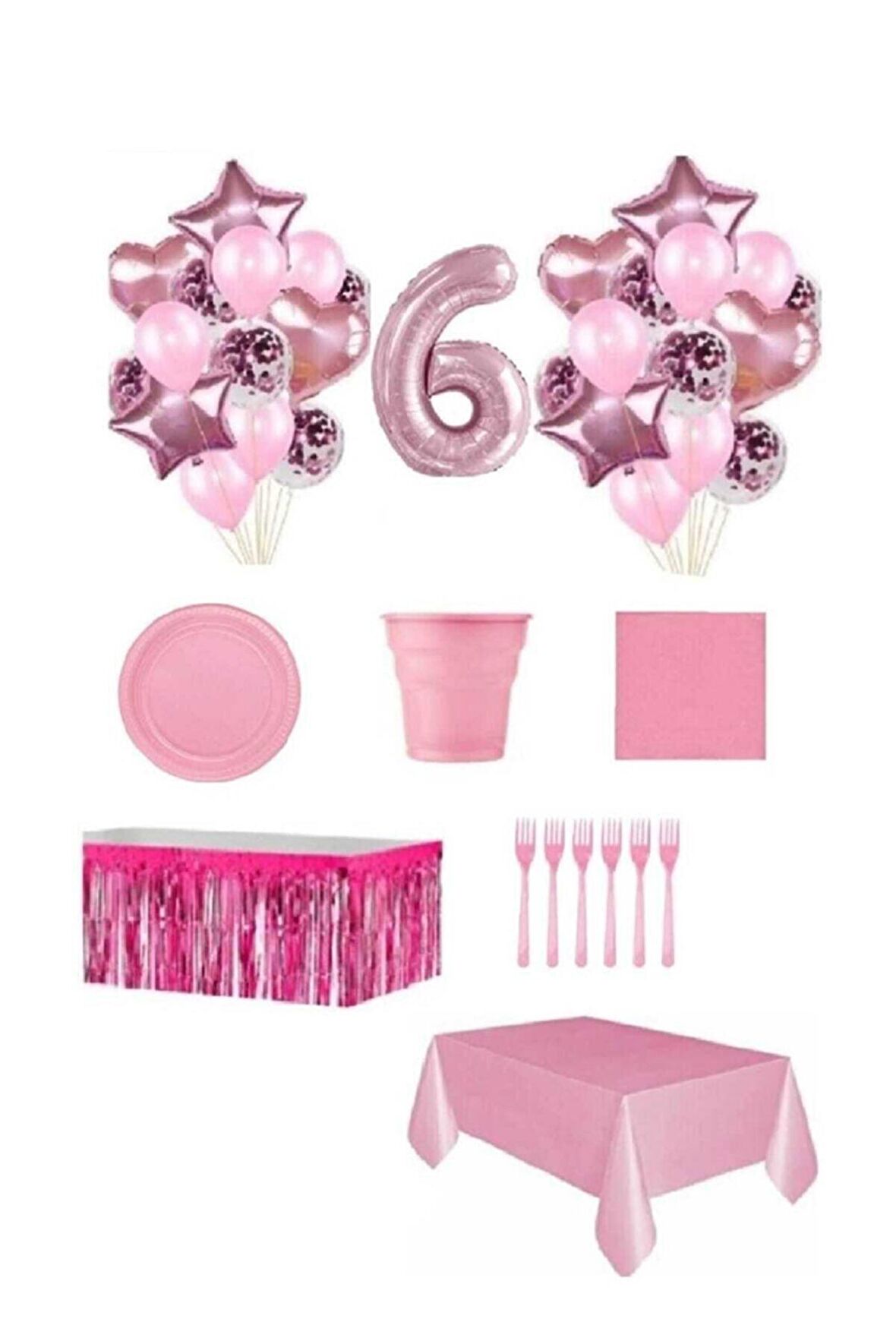 Pembe Renk 6 Yaş Doğum Günü Seti
