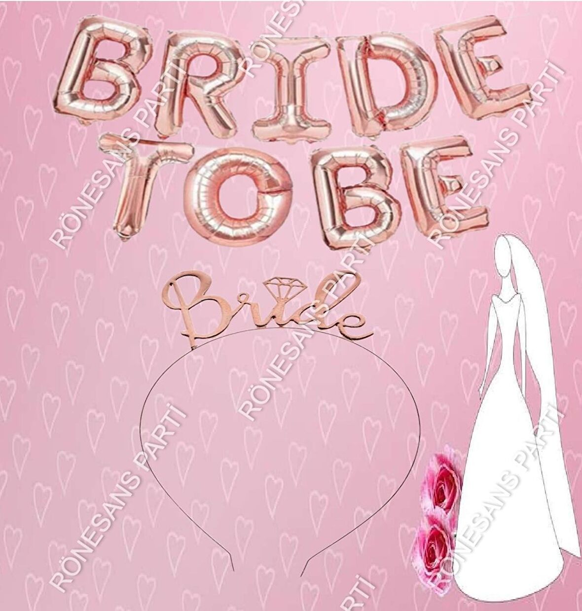 Bride To Be Rose Gold Balon Set Bekarlığa Veda Partisi Set-7