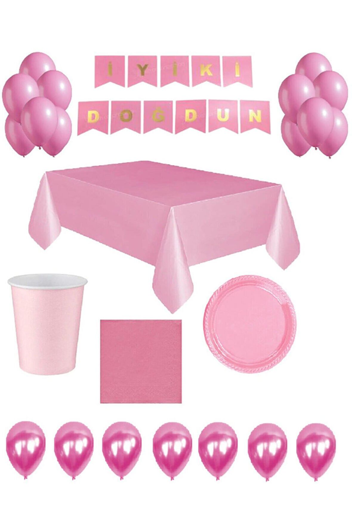 Pembe Temalı Doğum Günü Parti Seti 16 Kişilik
