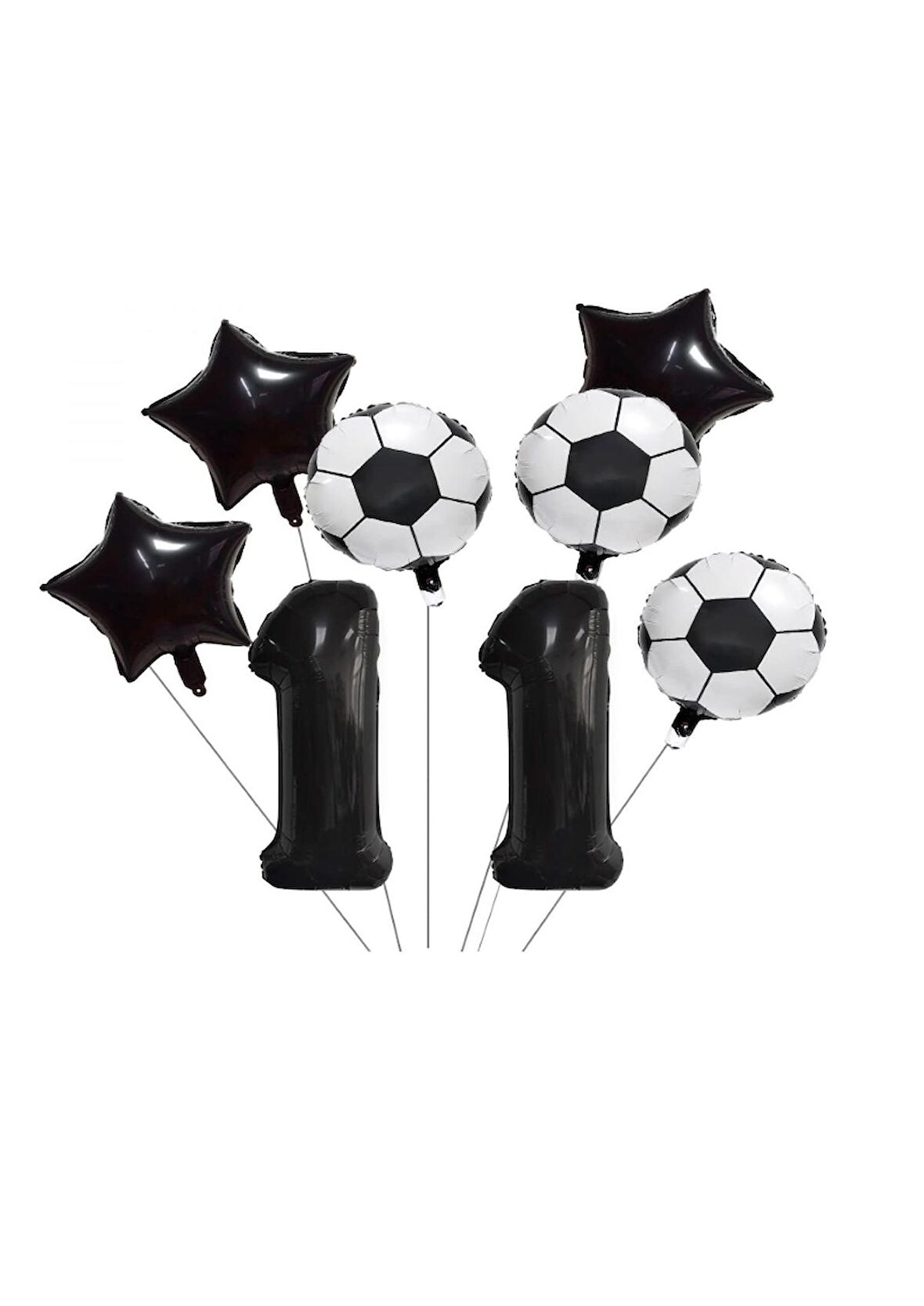 Yıldız Rakam Futbol Topu Desenli Folyo Balon Seti Yaş 11