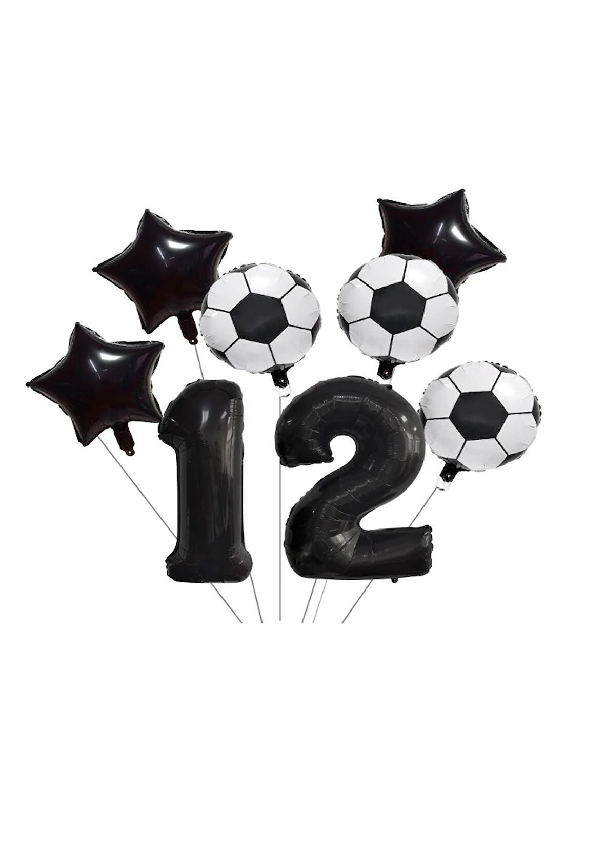 Yıldız Rakam Futbol Topu Desenli Folyo Balon Seti Yaş 12
