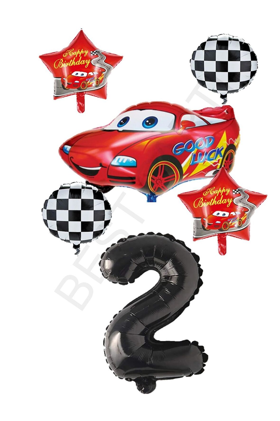 Yarış Temalı Arabalı Yıldızlı Folyo balon Seti Yaş 2