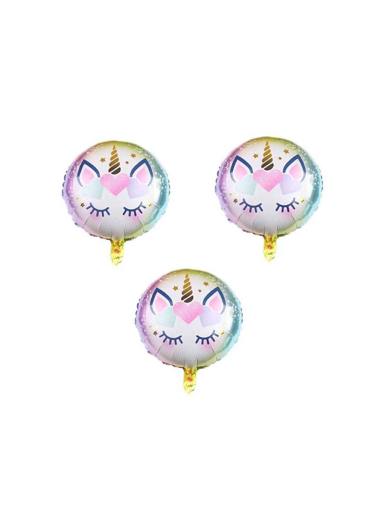 Unicorn Yuvarlak Folyo Balon 3 Adet