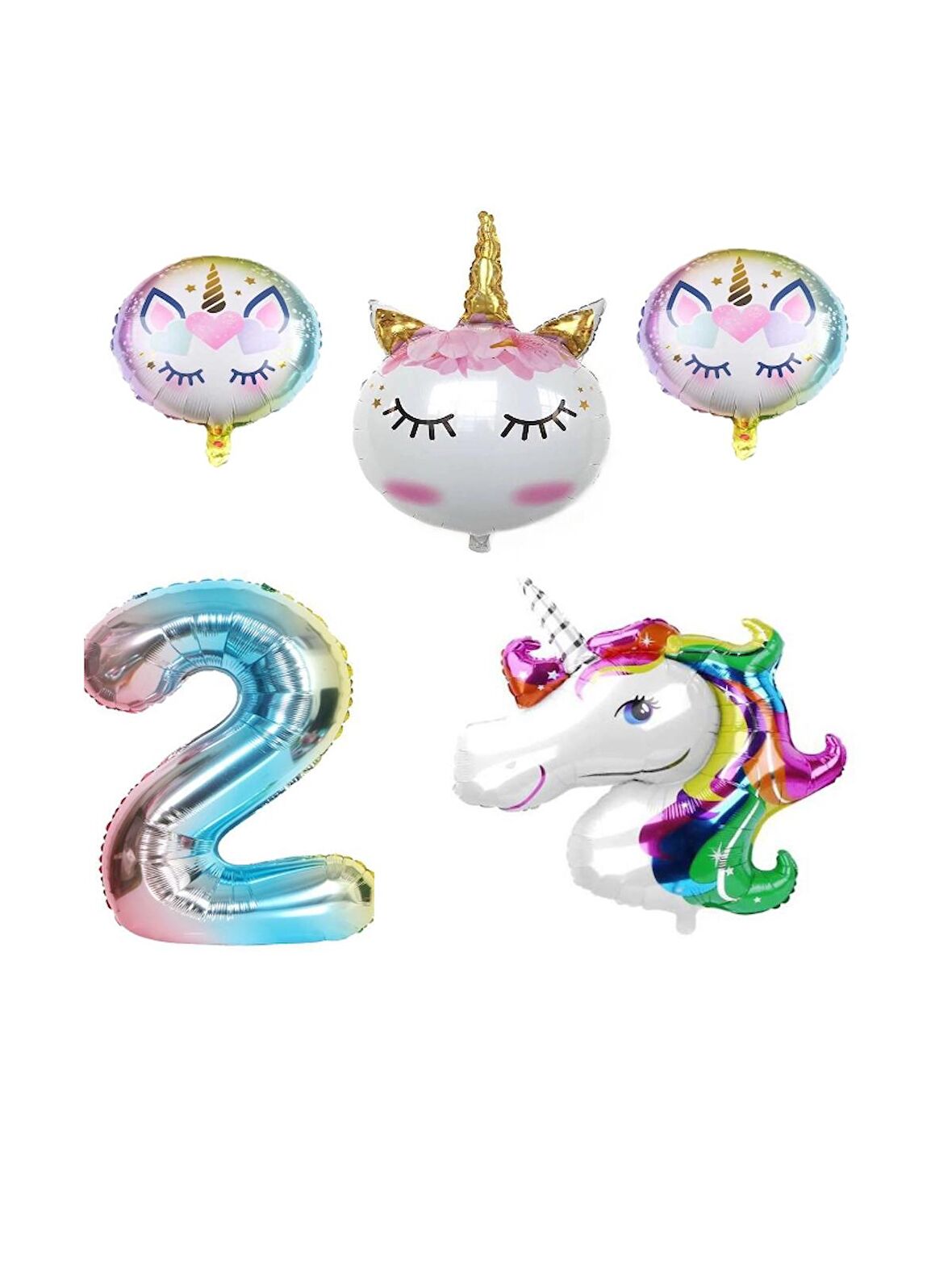 Unicorn Karakterli Rakamlı Doğum Günü Parti Seti Yaş 2