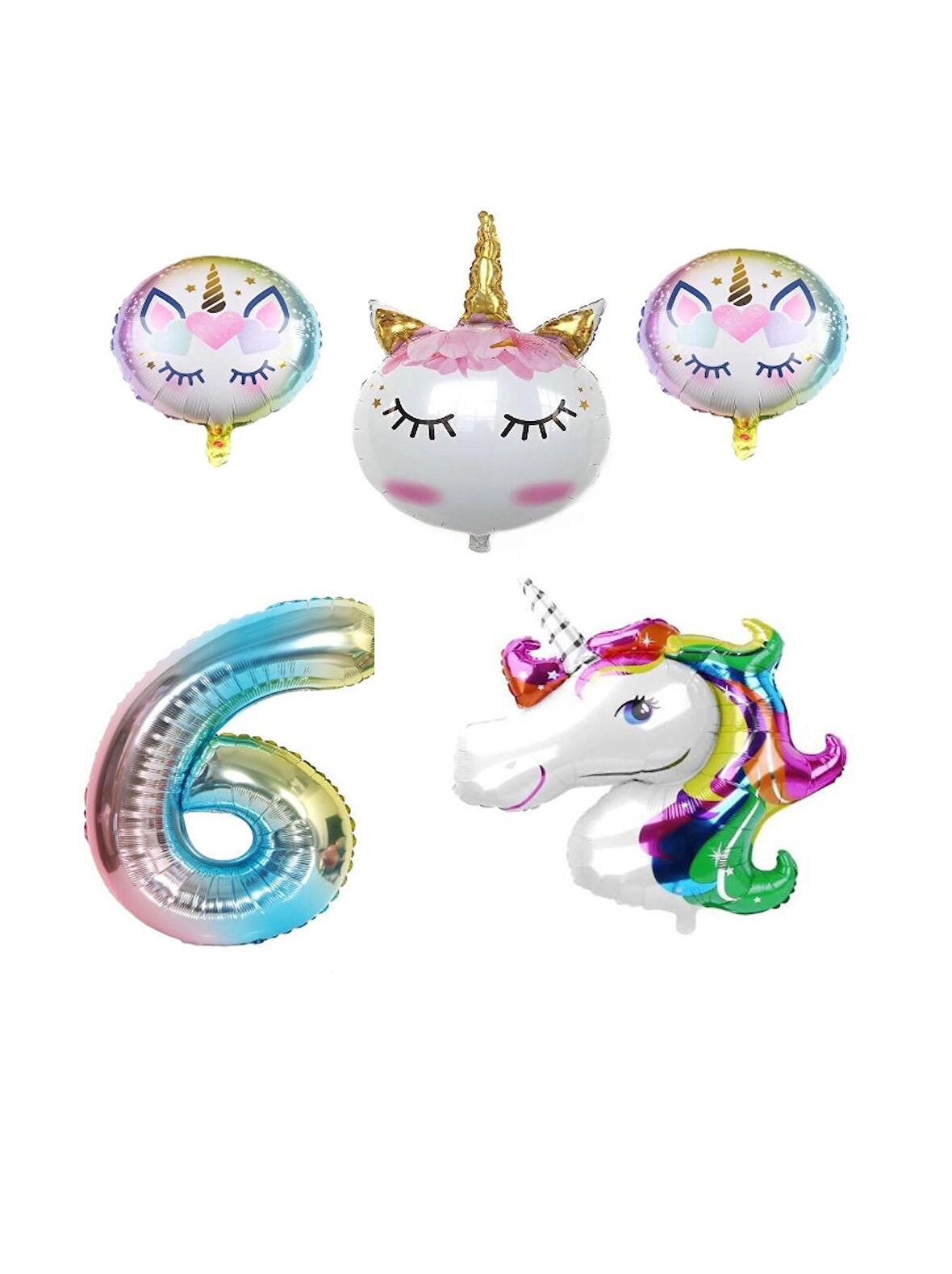Unicorn Karakterli Rakamlı Doğum Günü Parti Seti Yaş 6
