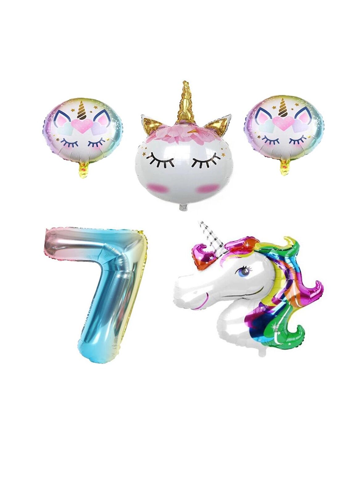 Unicorn Karakterli Rakamlı Doğum Günü Parti Seti Yaş 7